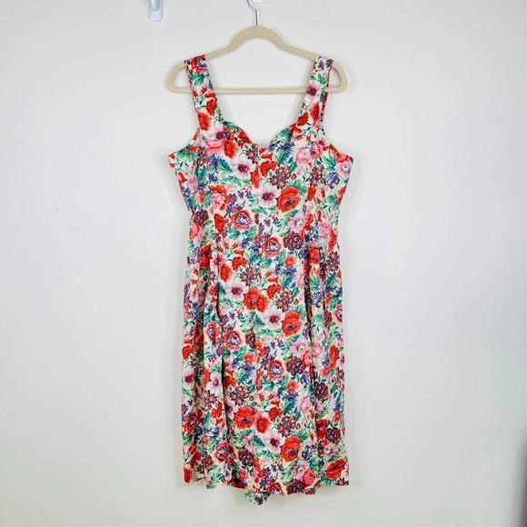 J Peterman Floral Print Feminine Tank Sundress Cotton Coquette Boho Pink Size 16 - Picture 5 of 11